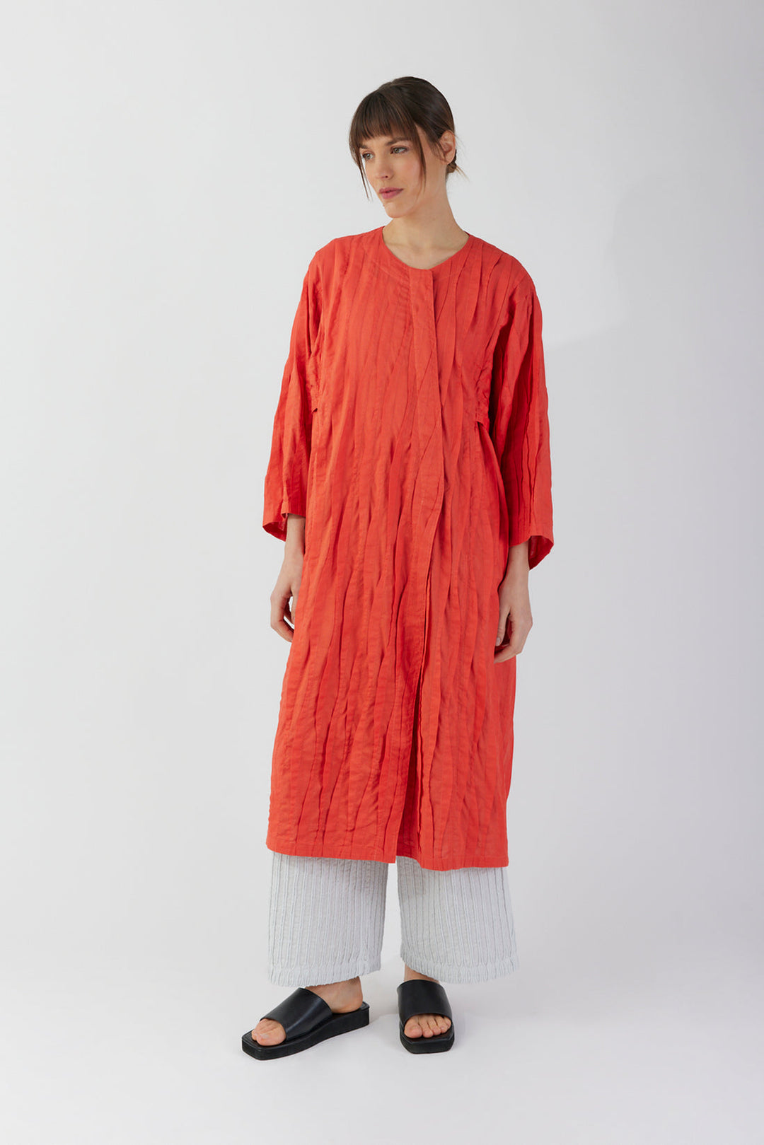 Yacco Maricard Hokusai Kimono Coat in Poppy Red - Mildred Hoit