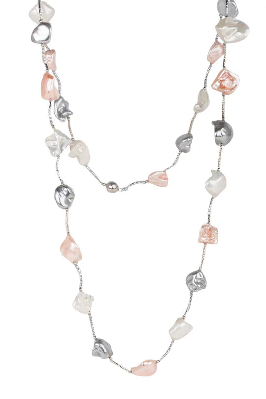 Trikon Necklace - White and Pink Pearl Necklace - Mildred Hoit