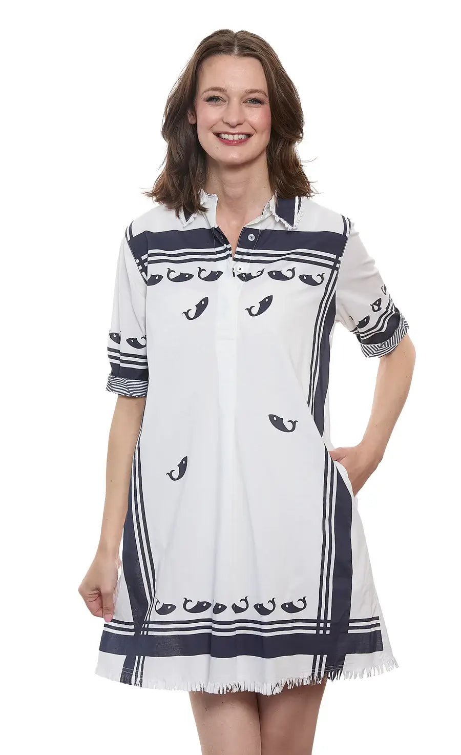 Chatham Dress in Whales Print - Mildred Hoit