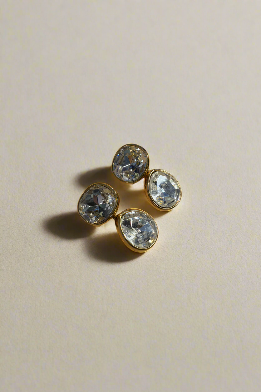 Kenneth Jay Lane Gold and Crystal Drop Earring - Mildred Hoit