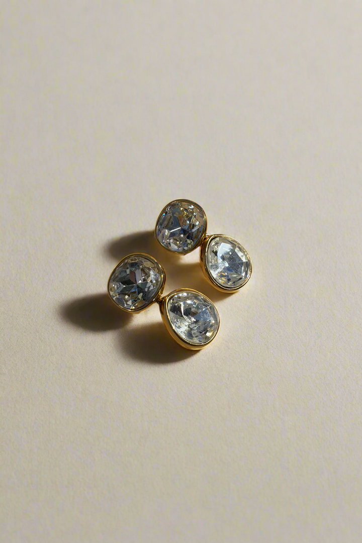 Kenneth Jay Lane Gold and Crystal Drop Earring - Mildred Hoit