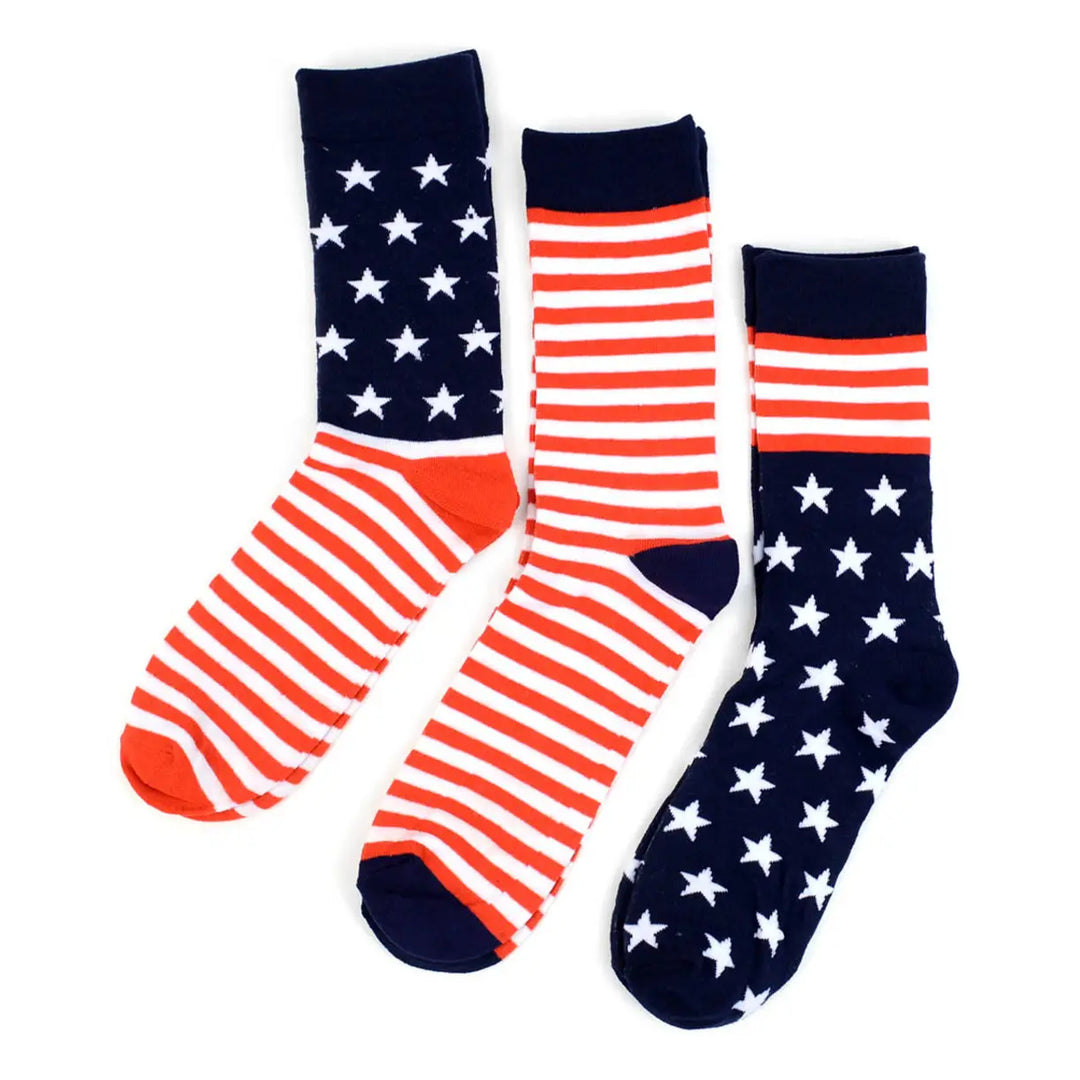 Men's American Flag Novelty Socks-3 Pack - Mildred Hoit