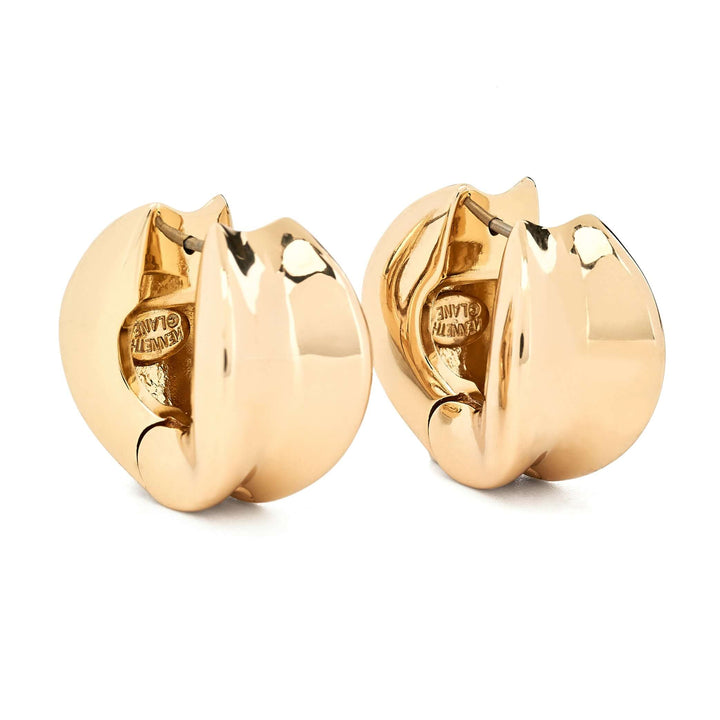 Kenneth Jay Lane Polished Gold Hoop Huggie Pierced Earring