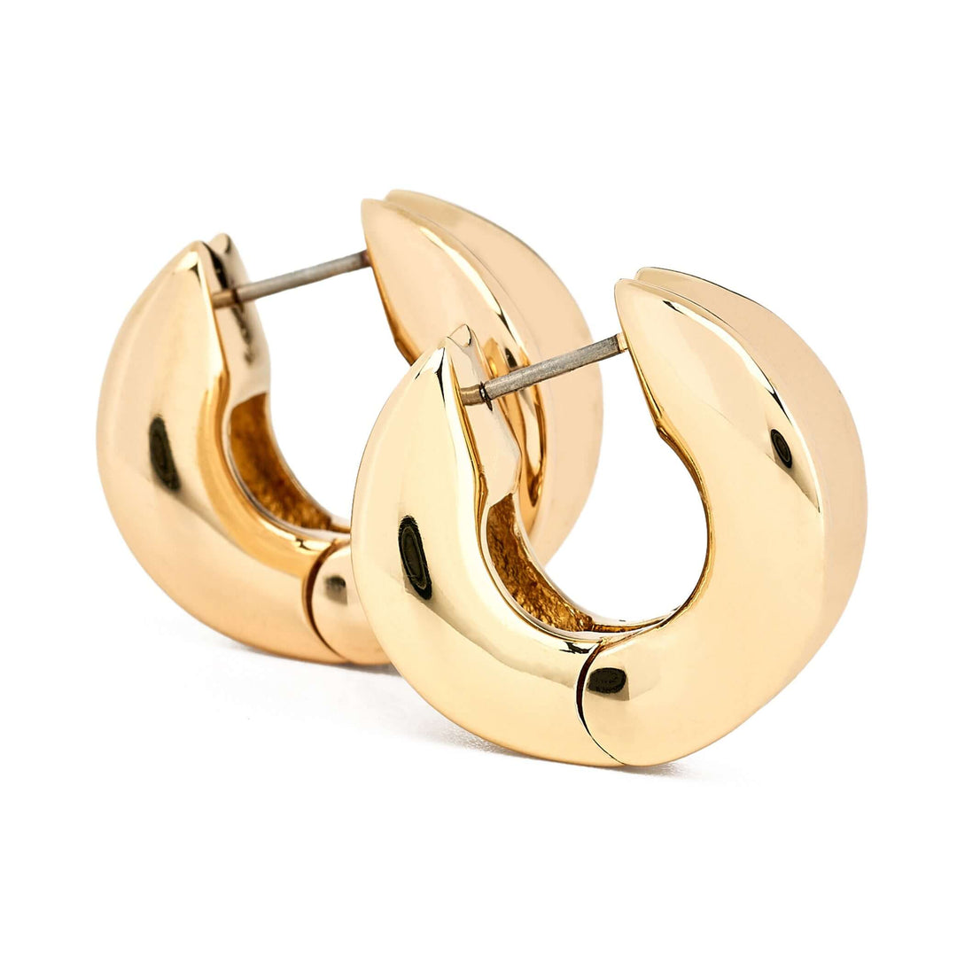 Kenneth Jay Lane Polished Gold Hoop Huggie Pierced Earring