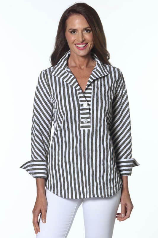 Striped Blouse in Black and White - Mildred Hoit