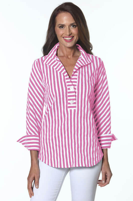 Striped Blouse in Petal and White - Mildred Hoit