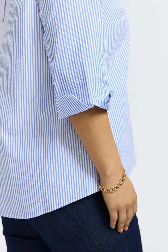 Foxcroft Therese Seersucker Thin Stripe Shirt - Mildred Hoit