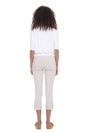 Up! Gingham Techno Crop Pant in Tan and White