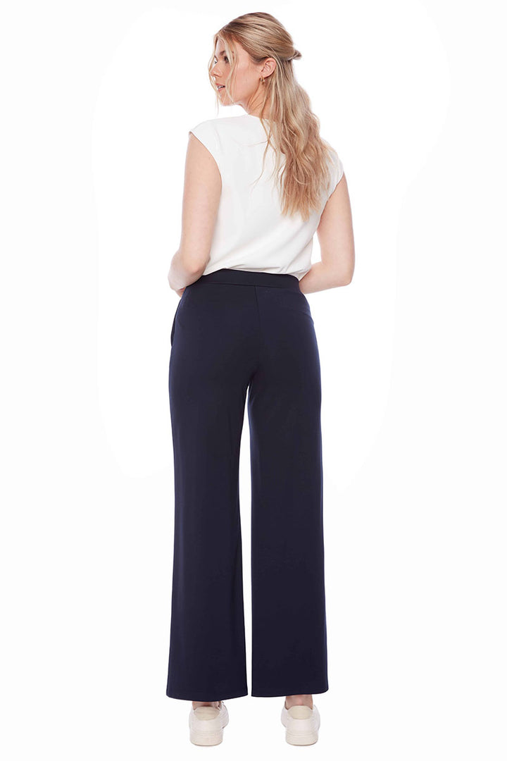 Up! Solid Light Ponte Wide-Leg Pant in Navy