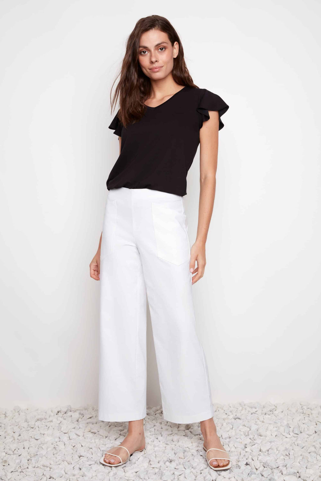 Up! Wide Leg Pant in White - Mildred Hoit