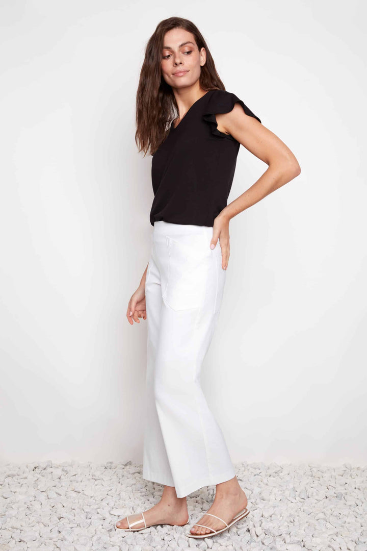 Up! Wide Leg Pant in White - Mildred Hoit