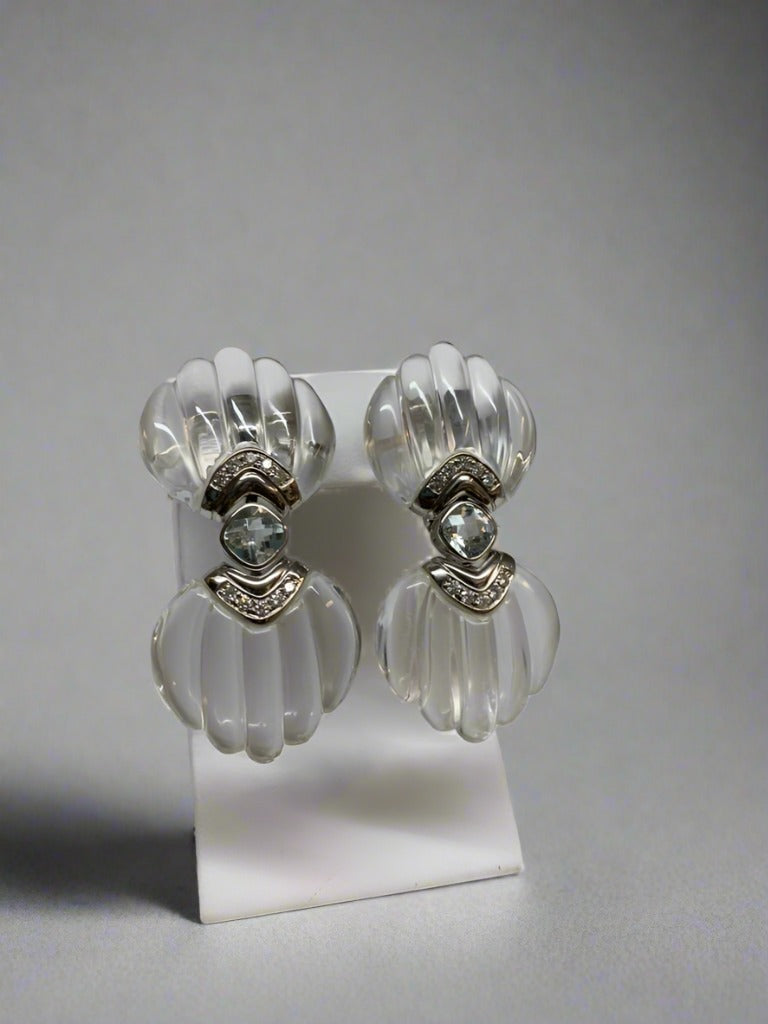 Aquamarine, Crystal, Diamond Earring - Mildred Hoit