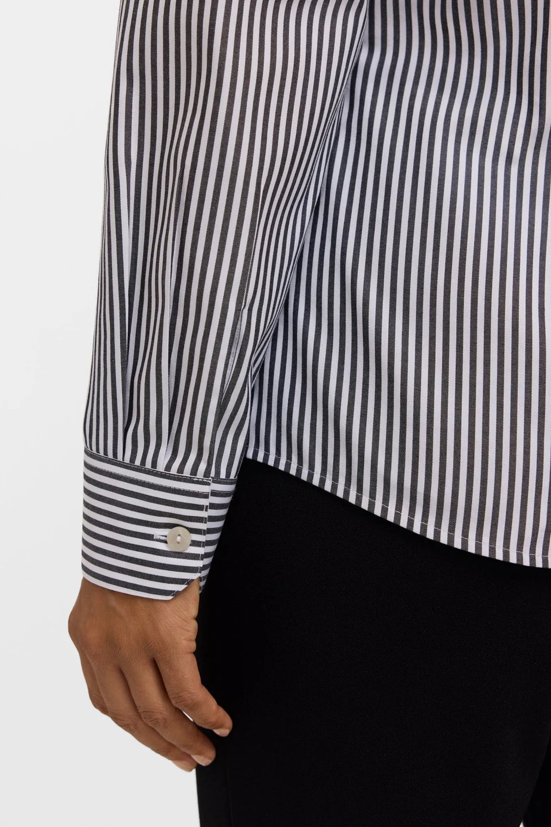 Foxcroft Dianna Black Pinpoint Stripe Long Sleeve Shirt