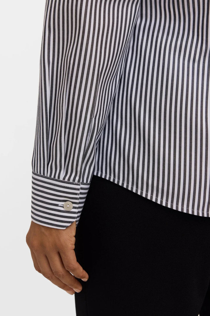 Foxcroft Dianna Black Pinpoint Stripe Long Sleeve Shirt