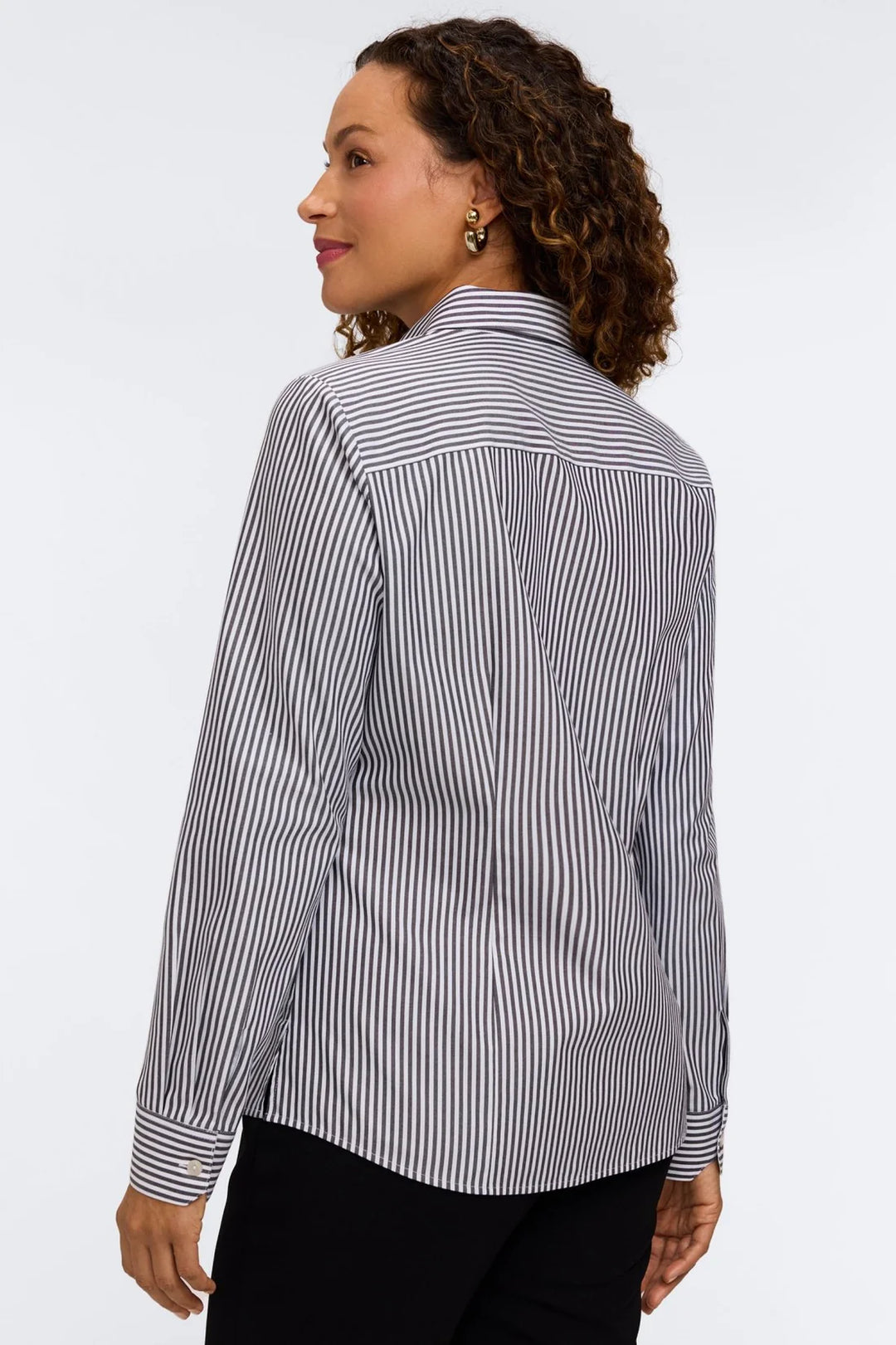 Foxcroft Dianna Black Pinpoint Stripe Long Sleeve Shirt