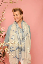 Wind Chime Embroidered Scarf available at Mildred Hoit in Palm Beach.