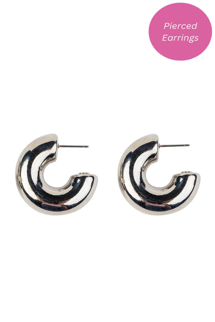 Kenneth Jay Lane Polished Silver Tube Hoop Earring