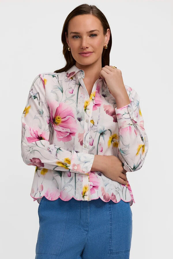 Foxcroft Scarlett Delicate Florals Long Sleeve Shirt - Mildred Hoit