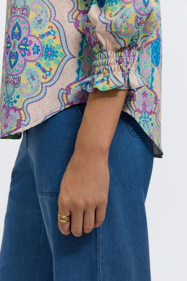 Foxcroft Olivia Paisley Medallion 3/4 Sleeve Shirt - Mildred Hoit