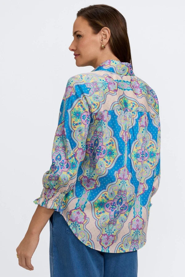 Foxcroft Olivia Paisley Medallion 3/4 Sleeve Shirt - Mildred Hoit