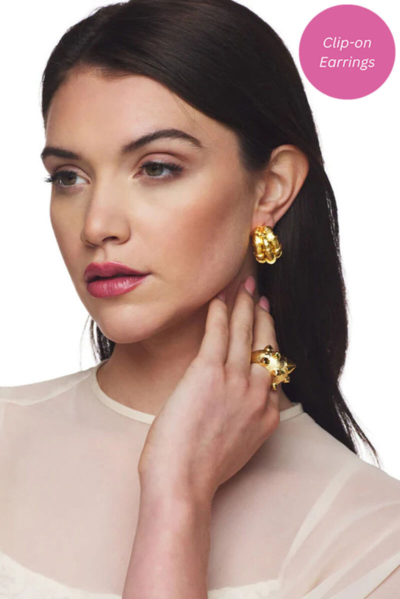 Kenneth Jay Lane 7506EG Gold Bamboo Clip Earring