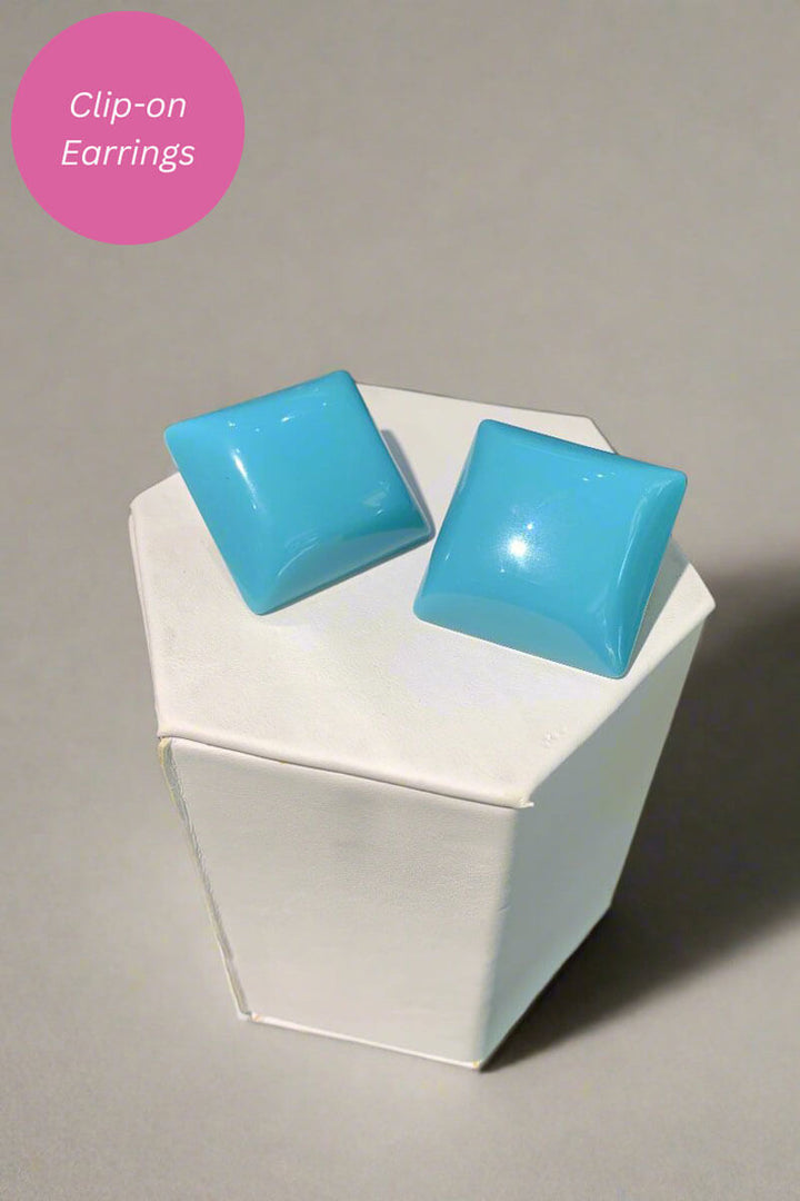 Kenneth Jay Lane Large Diamond Shaped Turquoise Earrings