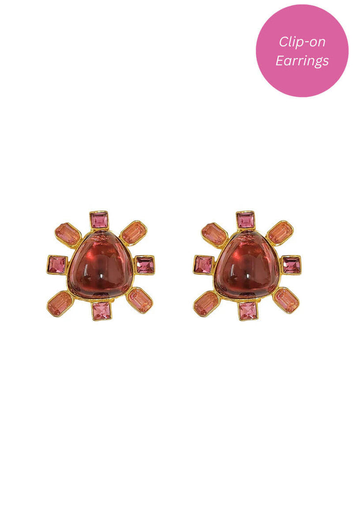 Kenneth Jay Lane Pink and Rose Cabochon Earring