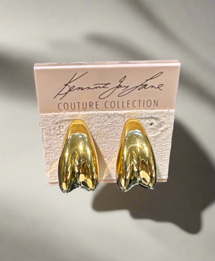 Kenneth Jay Lane Polished Gold Pierced Earrings