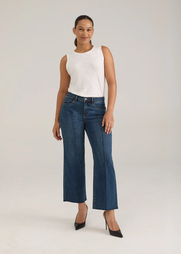 Olivia Wide Leg Ankle Pant in Dark Wash