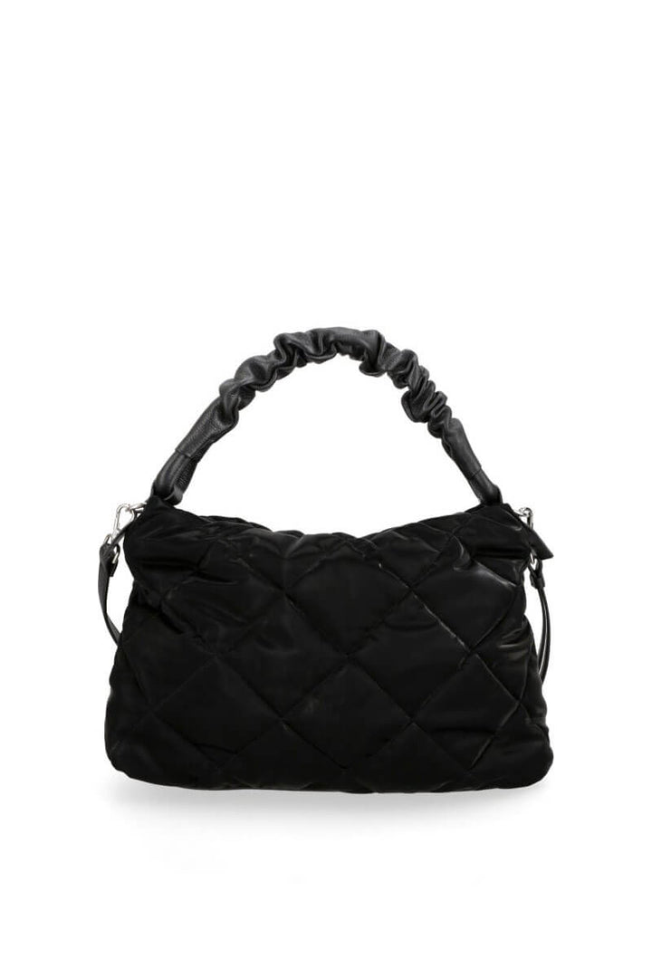 Black Quilted Handbag with Leather Handle