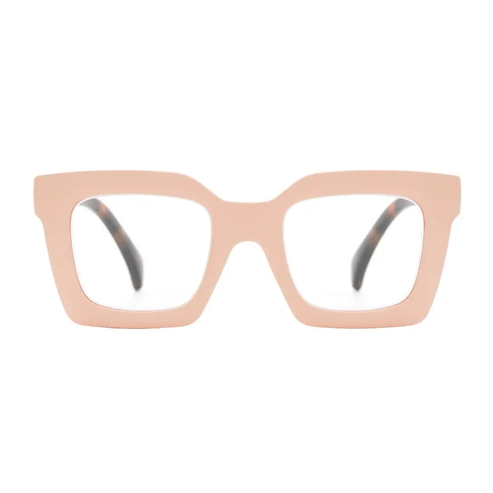 Fiona Blue Light Readers in Matte Peach & Tortoise - Mildred Hoit