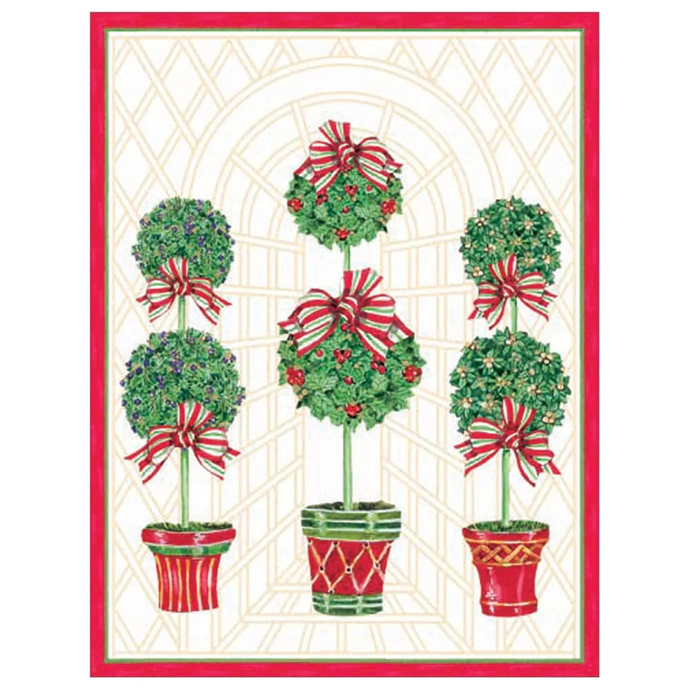 Caspari Topiaries Large Boxed Christmas Cards - Mildred Hoit
