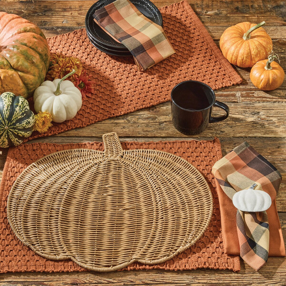 Set of 4 Rattan Pumpkin Chargers - Mildred Hoit