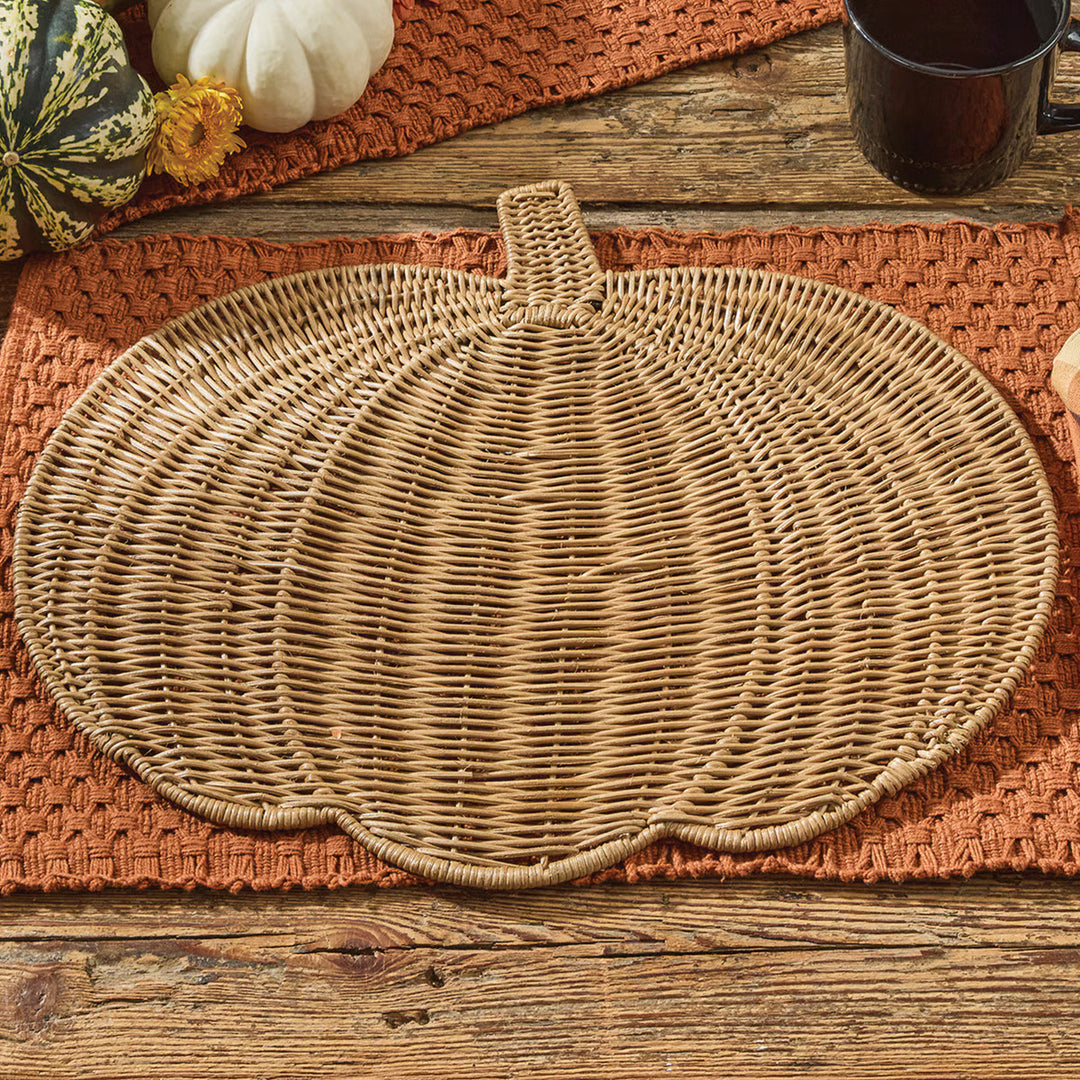 Set of 4 Rattan Pumpkin Chargers - Mildred Hoit