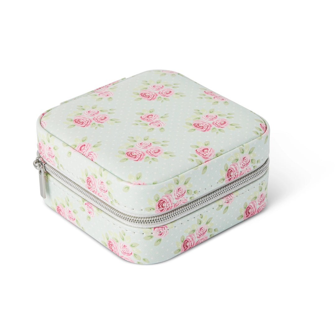 Mini Travel Jewelry Organizer in Vintage Mint Floral