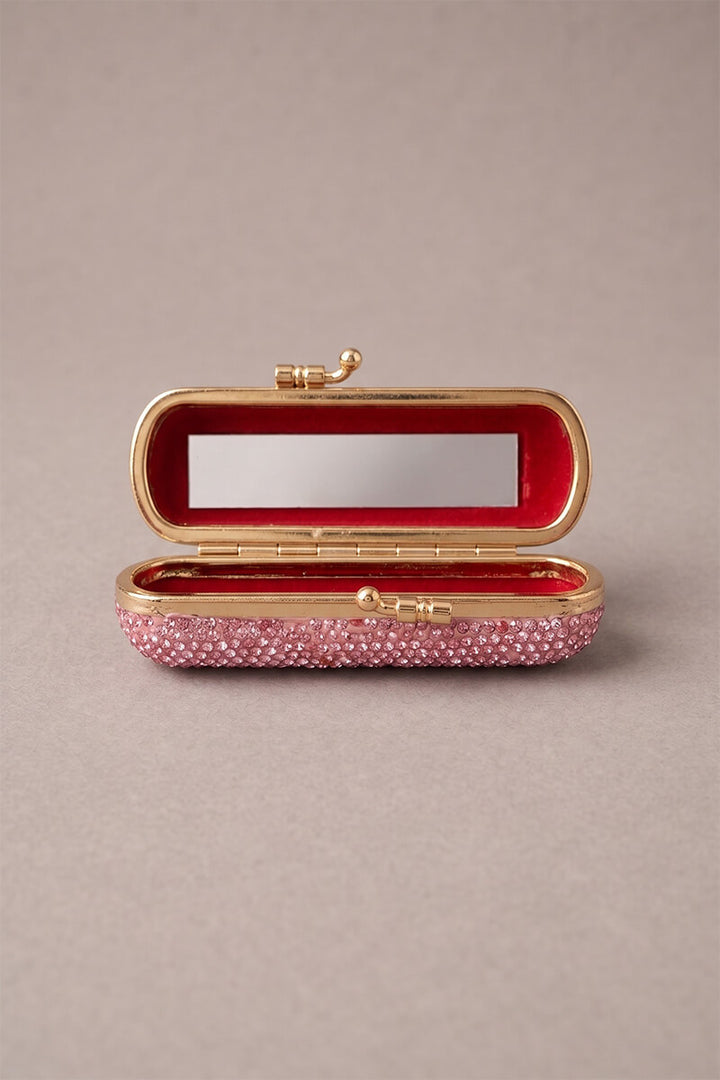 Pink Rhinestone Lipstick Holder