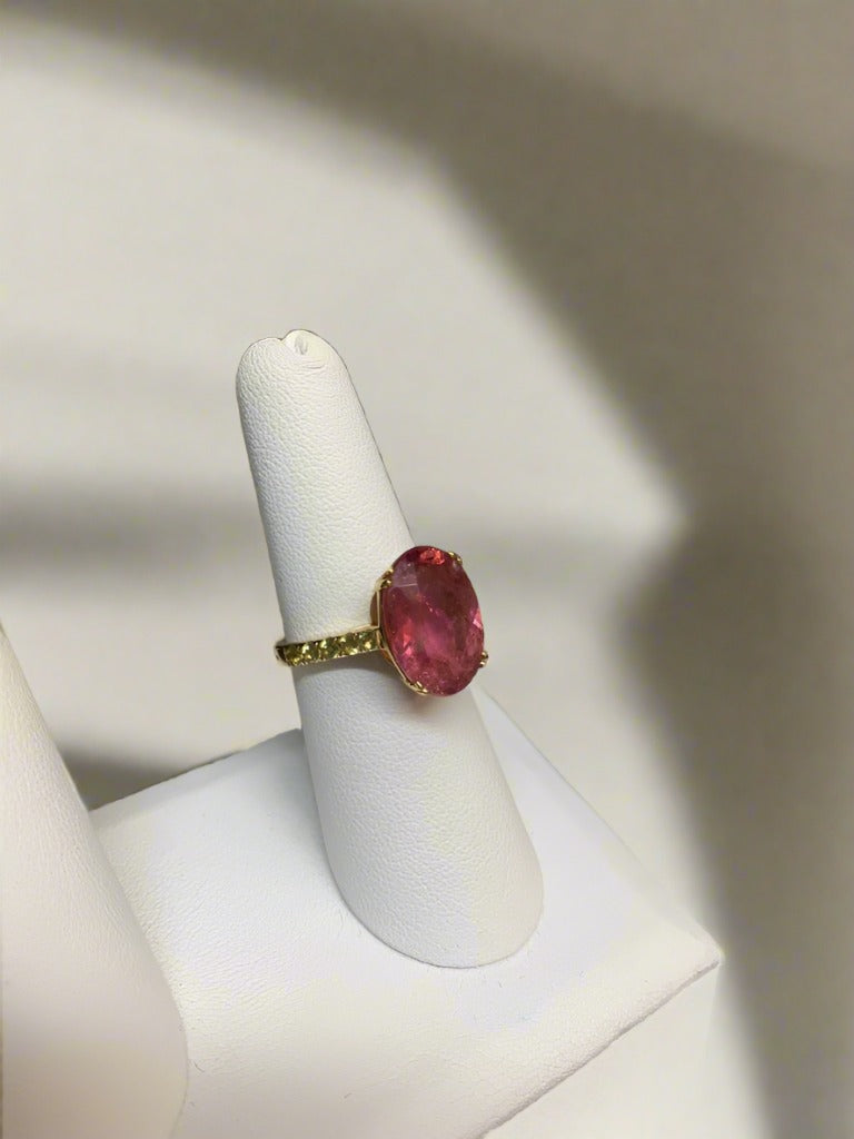 Pink Tourmaline and Peridot Ring - Mildred Hoit