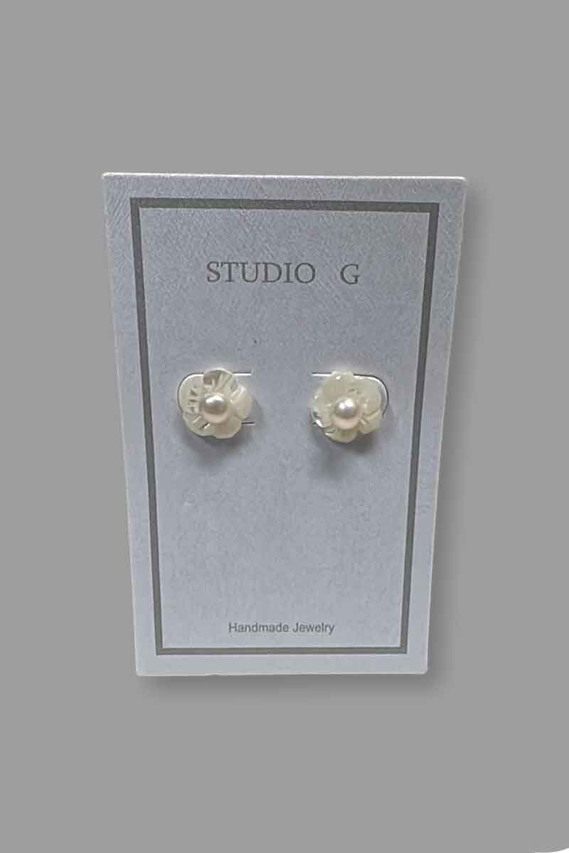 Flower Pearl Stud Earrings - Mildred Hoit