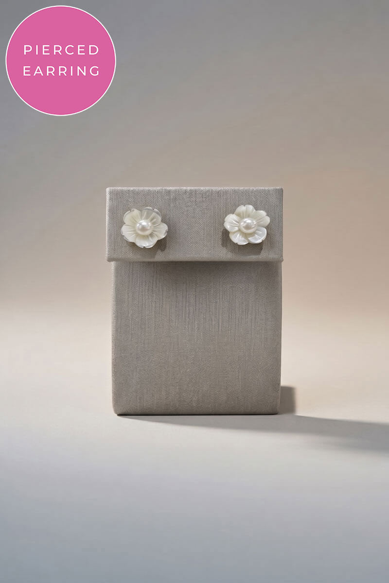 Small Flower Pearl Stud Earrings