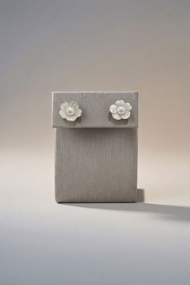 Small Flower Pearl Stud Earrings