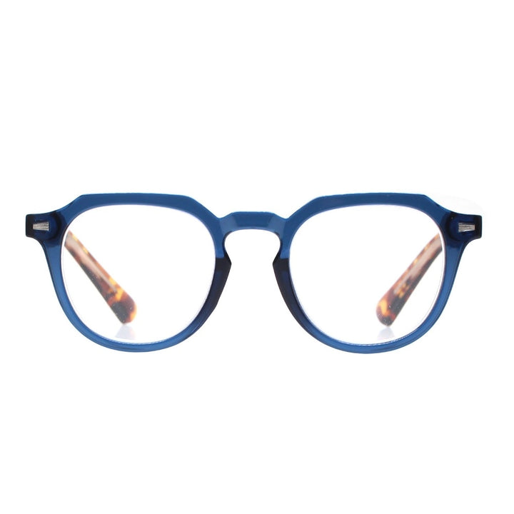 Benn Blue Light Readers in Matte Navy Blue & Tortoise - Mildred Hoit