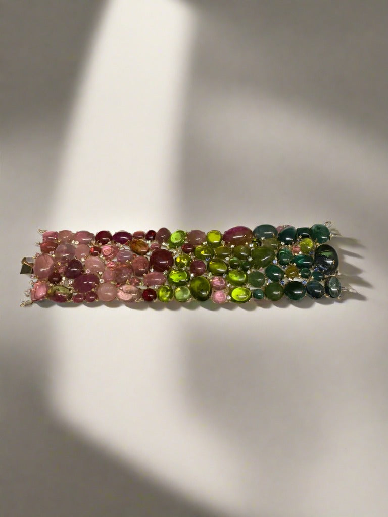 Tourmaline, Periwinkle, Sapphire, and Yellow Diamond Bracelet - Mildred Hoit