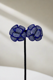 French Marie Clip Earrings in Blue available at Mildred Hoit in Palm Beach.