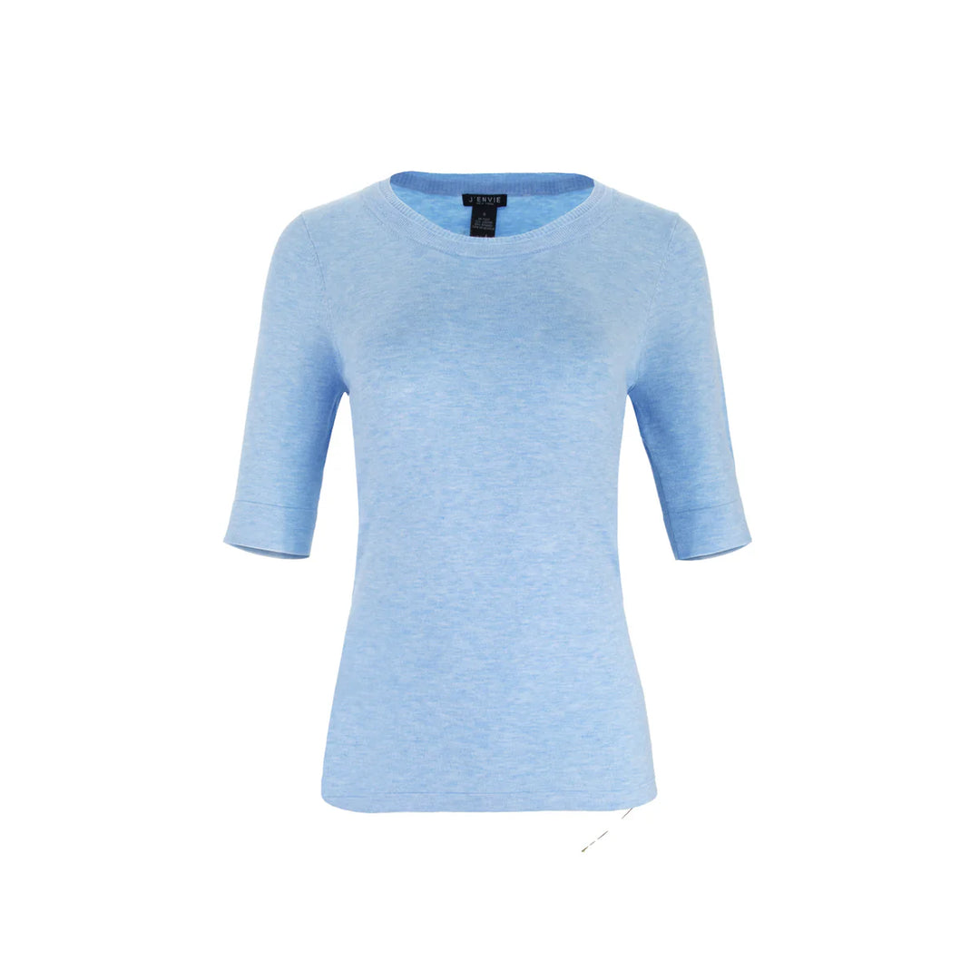 J'envie Gee-Gee Elbow Sleeve Sweater Tee in Sky - Mildred Hoit