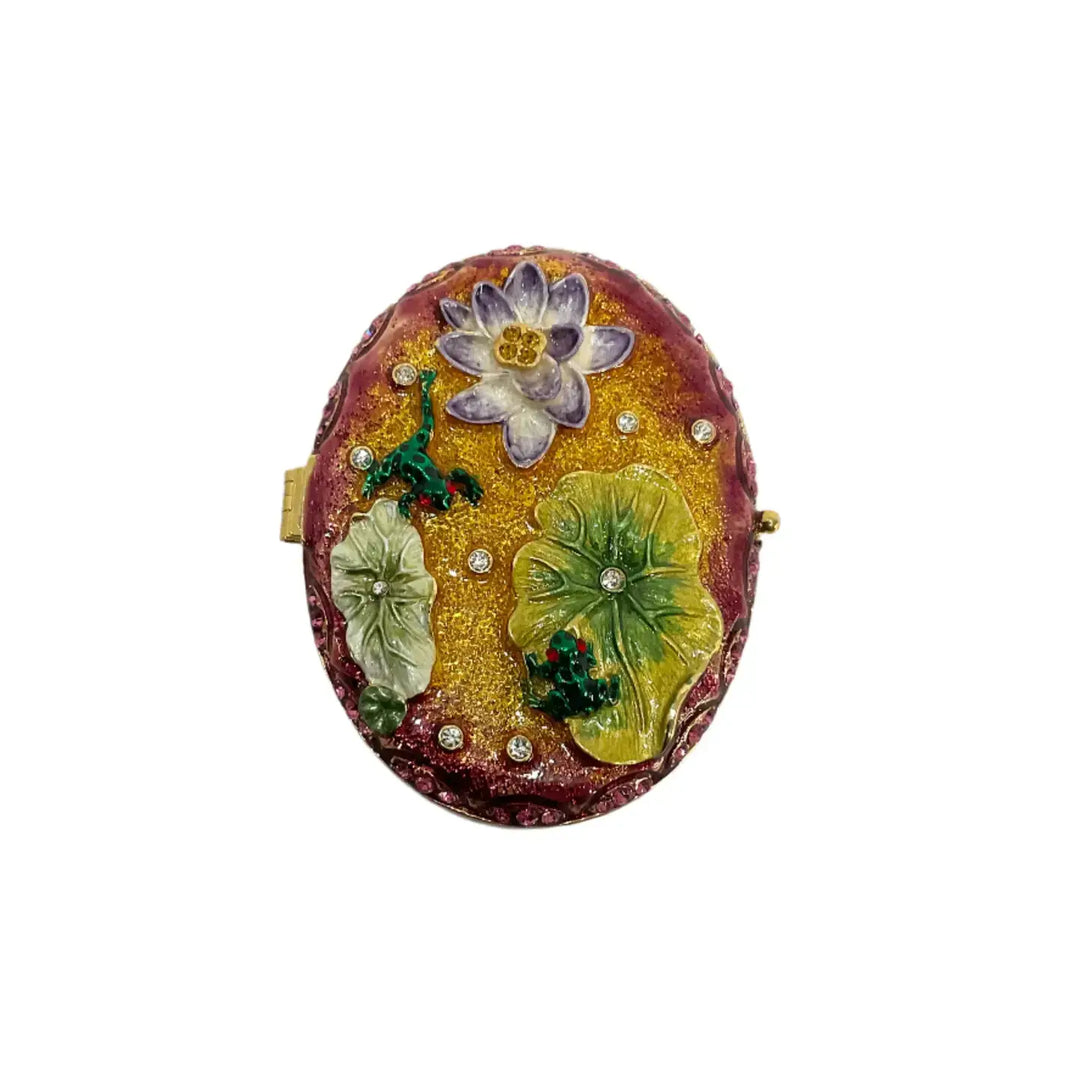 Frog Lotus Compact Mirror in Pink - Mildred Hoit