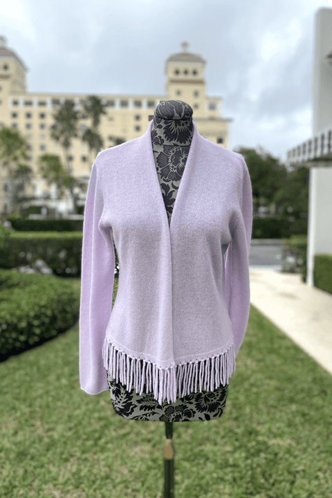 Alashan Fringe Trim Sweater in Whisper available at Mildred Hoit in Palm Beach.