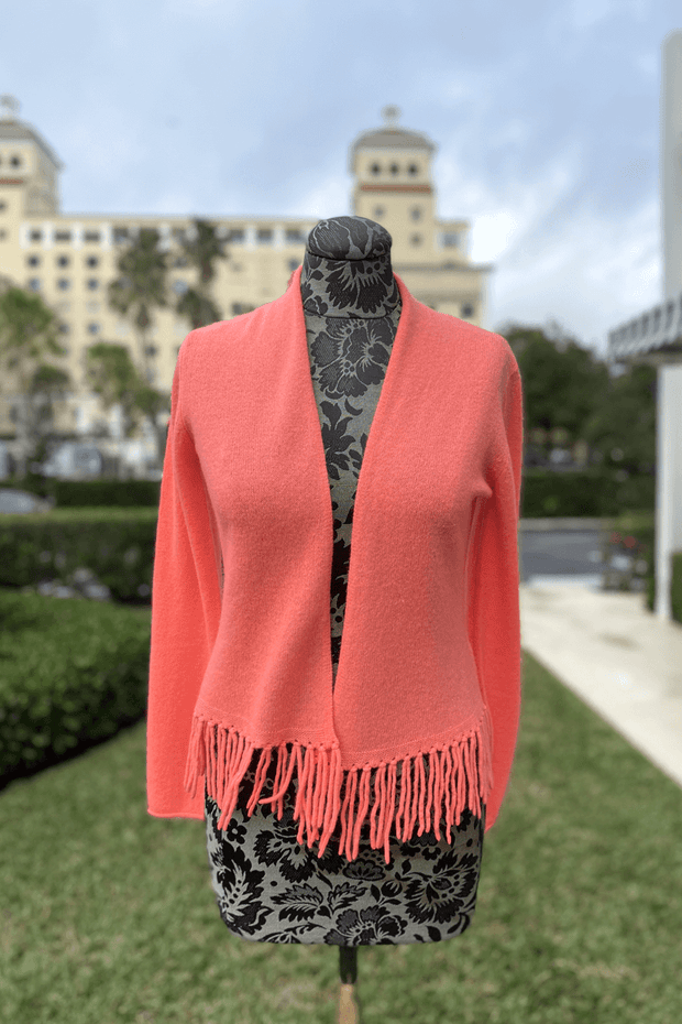Alashan Fringe Trim Sweater in Gelato available at Mildred Hoit in Palm Beach.