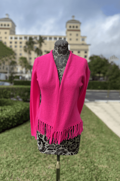 Alashan Fringe Trim Sweater in Tickled Pink