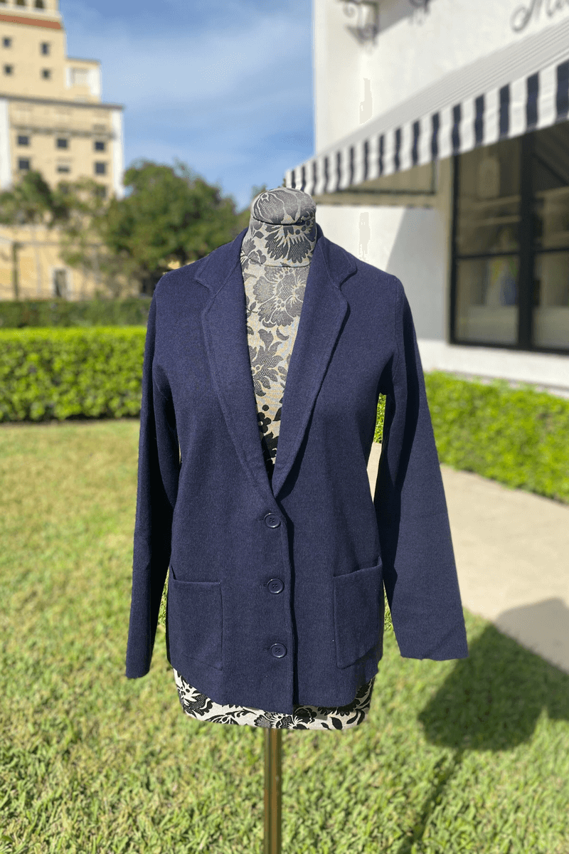 Notch Collar Blazer in Abyss available at Mildred Hoit in Palm Beach.