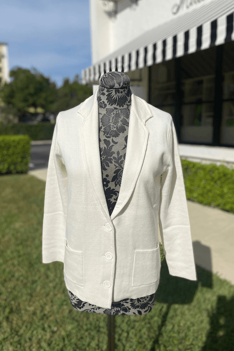Notch Blazer in White available at Mildred Hoit in Palm Beach.